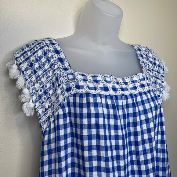 J. McLaughlin | Kris Gingham Linen Lightweight Boho Midi Shift Dress - Picture 5 of 14